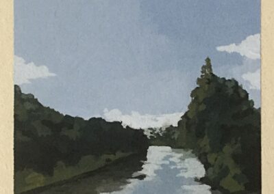 "Reflections at River Po", 2020, Acrylics, 9,4x13,8cm