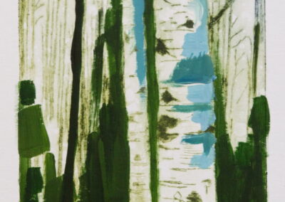 "White Trees, v4", 2018, Colored Drypoint, 9.5x28.5cm