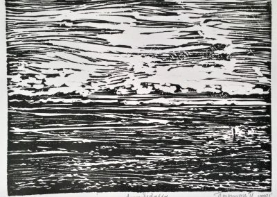 "Sealake", Engraving on Linoleum, 15x 20 cm, 2021